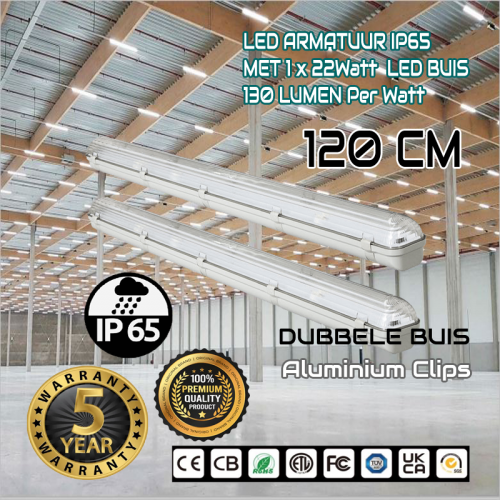 Led TL Armatuur Waterproof 22W 1.2m incl 1 BUIS - 7768-sll-tl-tri-1 x t8-120