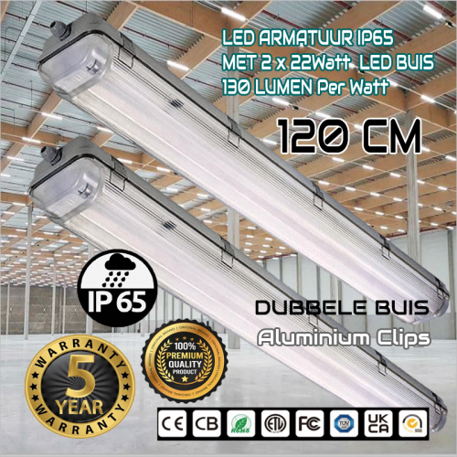 LED TL ARMATUUR IP65 120LM 1.2M INCL 2 Buizen - 7771-sll-tl-arm-2 x t8-120-22w