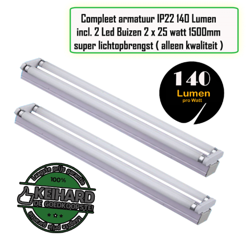 Led TL Armatuur T8 Compleet 1500mm 140 Lumen, dubbel - 7809-sll-2x24w-arm-t8-1500mm