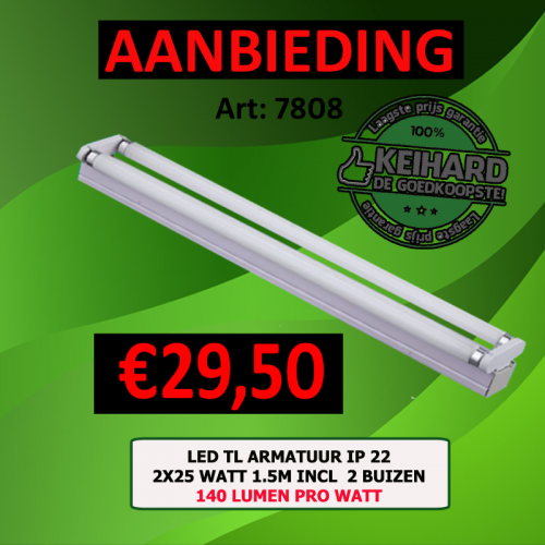 Led TL Armatuur T8 Compleet 1500mm 140 Lumen, dubbel - 7808-sll-2x24w-arm-t8-1500mm