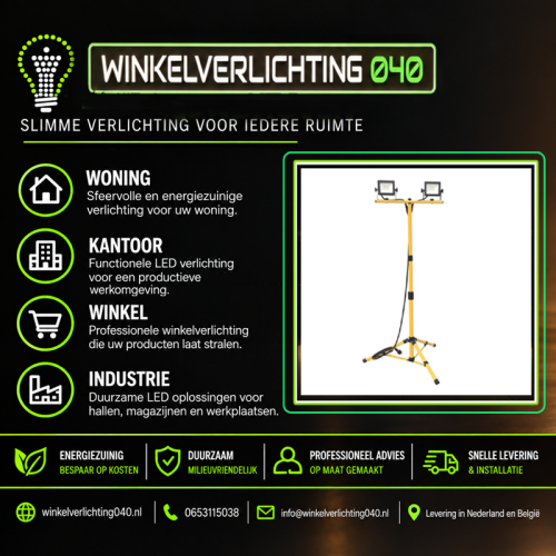 LED Bouwlamp op statief - 2x20W - 100lm/W - 6500K - IP65 - 7043 sll-bouw statief 2x20w