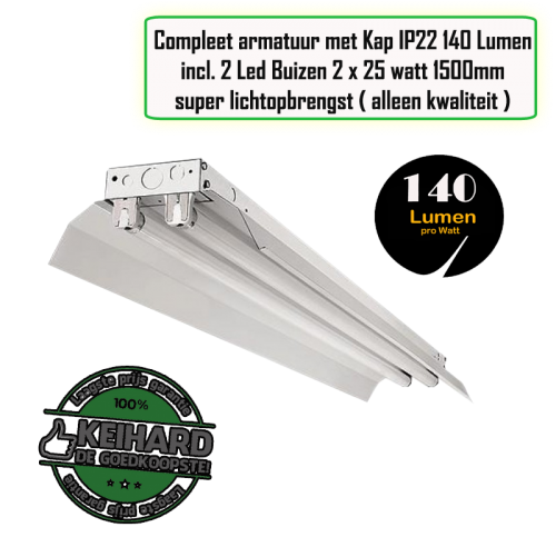 LED IP22 Arm met Reflector 2 x 1500mm 140lumen per watt - 7884-sll-ip22-arm-reflector 1500