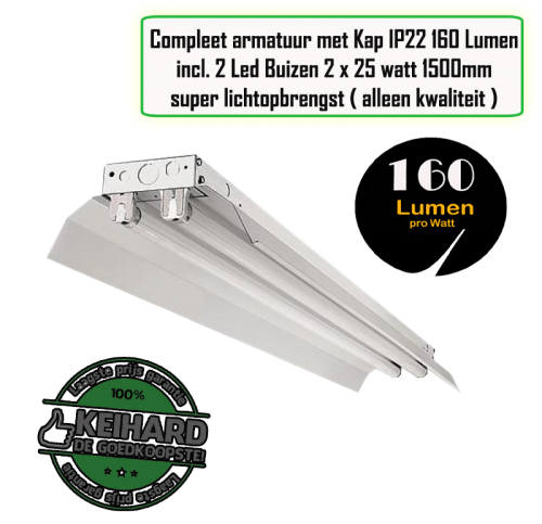 LED IP22 arm met reflector 2 x 150cm  160lm - 7795-sll-tl-tri-2 x t8-160