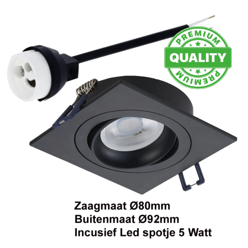 Led Spotlight  Zwart 5Watt gu10 COMPLEET-dim - 5553-sll-led spotjes compleet zwart