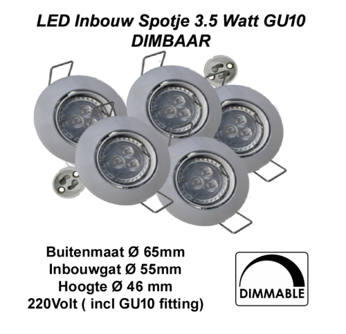Led Spotlight 3.5 watt  gu10 zaagmaat Ø57 - 6352-sll-spotlight 3.5w gu10-compleet