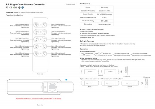 9230-sll-rf-dim controller-sr-2833k5 