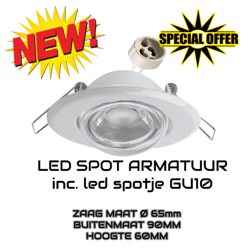 LED INBOUW-SPOTJE 5.5W-GU10 AANBIEDING - 6338-led spotlight 68-90mm