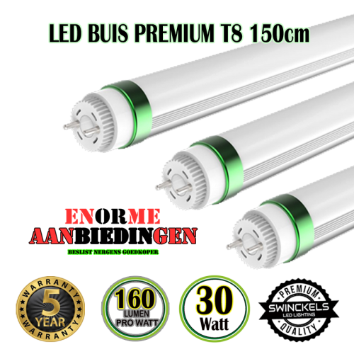 Led Buis 30W T8 Alu Ø26 150cm-140-160 Lumen PREMIUM - 2008-sll-sl-t8-super 140-160lm/w 