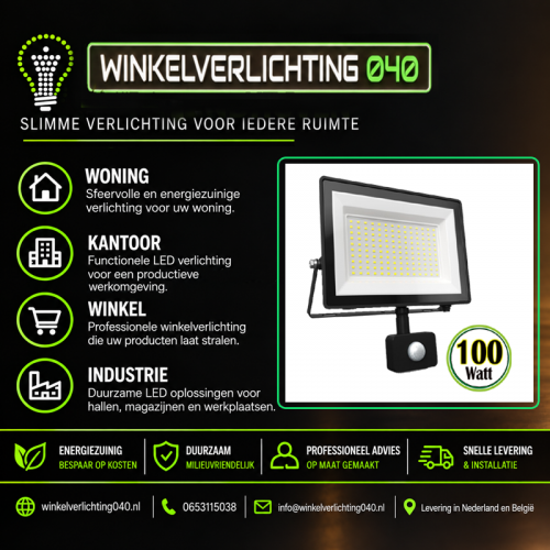 LED BREEDSTRALER MET SENSOR 120° IP65 100W - 7011-sll-breedstraler 100w sensor