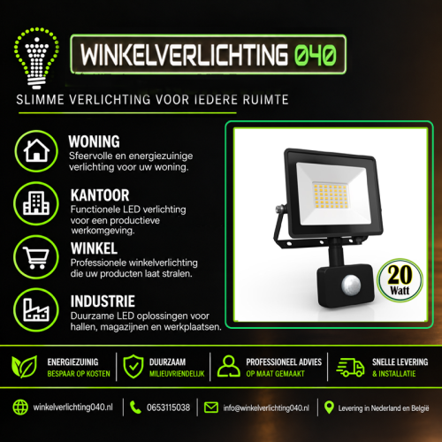 LED BREEDSTRALER MET SENSOR 120° IP65 20W - 7012-sll-breedstraler 20w sensor