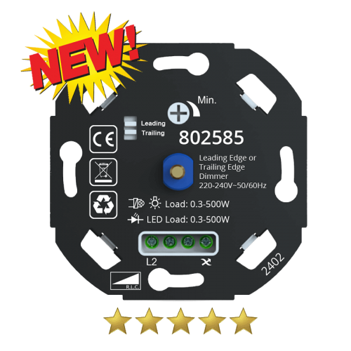 LED DIMMER | 500W | FASE AF- EN AANSNIJDING - 9212-led040 0-500watt 