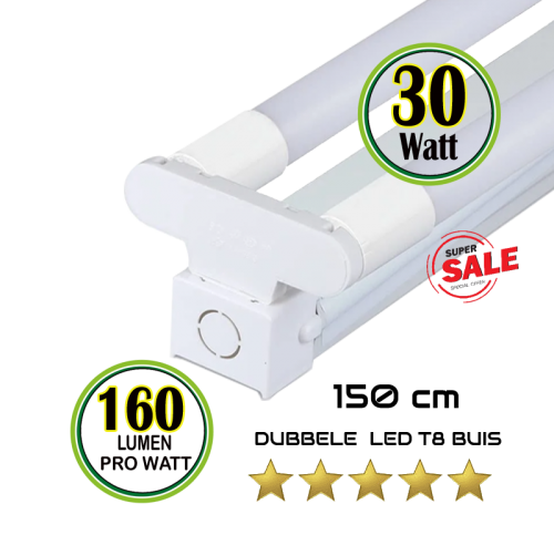 LED TL ARMATUUR T8 30W COMPLEET 1500MM 160 LUMEN - 7813-sll-tl-2 x 30w-arm-t8-1500mm