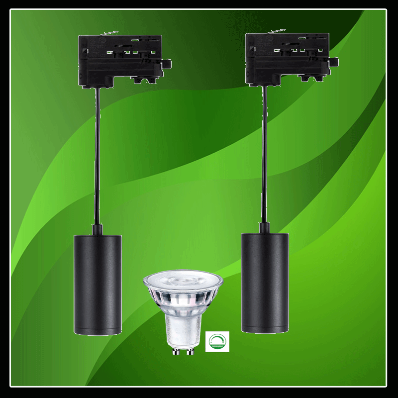 LED HANGLAMP 3 FASE GU10 130mm Zwart - 6471-hanglamo met gu10 spotje