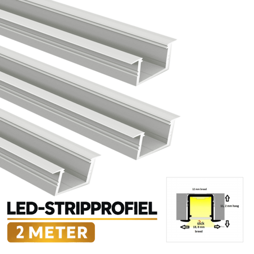 LED Aluminium Strip 2.0 meter 10mm INBOUW - 8294-sll-inbouw profile 10mm