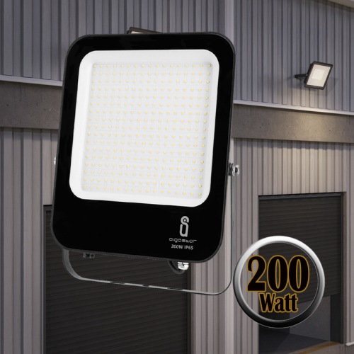 LED Schijnwerper Zwart 200W - 7054-led bouwlamp slim ip65 100w