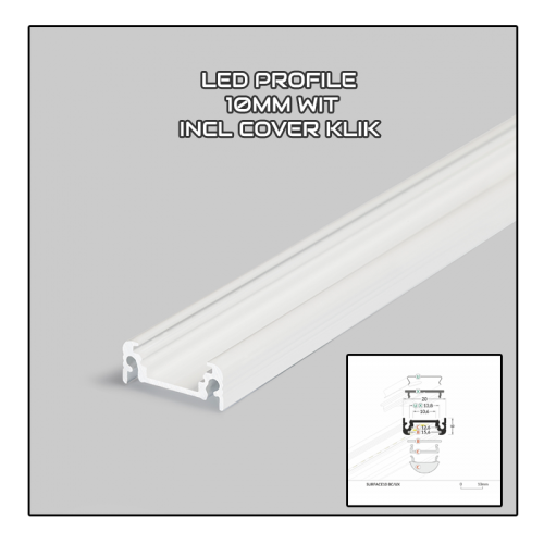 PROFIEL SURFACE 10MM 2 Meter  WIT - 8292-profile 10mm-wit 2m 
