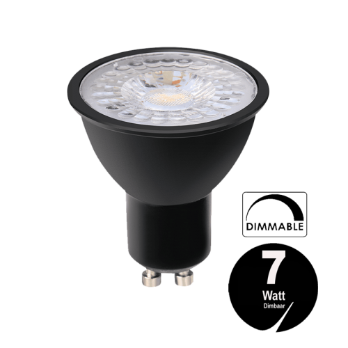 LED SPOT INBOUW 7 WATT GU10 BLACK DIMBAAR - 6299-gu10 spot 7w dimbaar