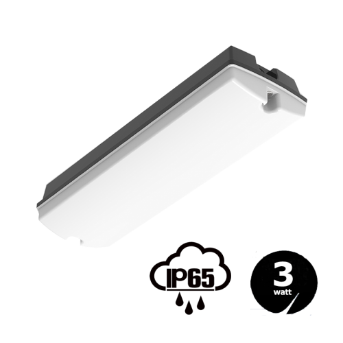 PORTIEK VERLICHTING PAN 3W IP65 ZWART - 9461-portiek sensor ip65 zwart