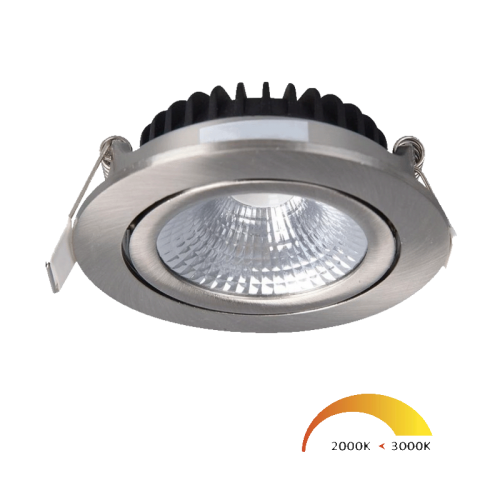 LED INBOUWSPOT COMPLEET 5W DIM to Warm ZILVER - 8262-led spot grijs dim to warm