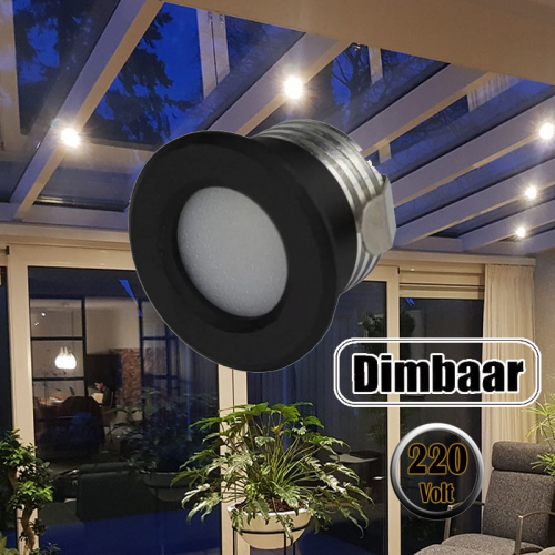 LED Veranda Spotje Premium DIMBAAR Zaagmaat Ø28mm - 3518-veranda zwart 1.5w