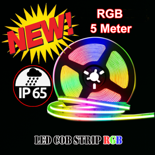 COB LEDSTRIP | 24V | IP65 | 5M | 5-25W/M | RGB - 9155-cob ledstrip 5 meter 10mm rgb