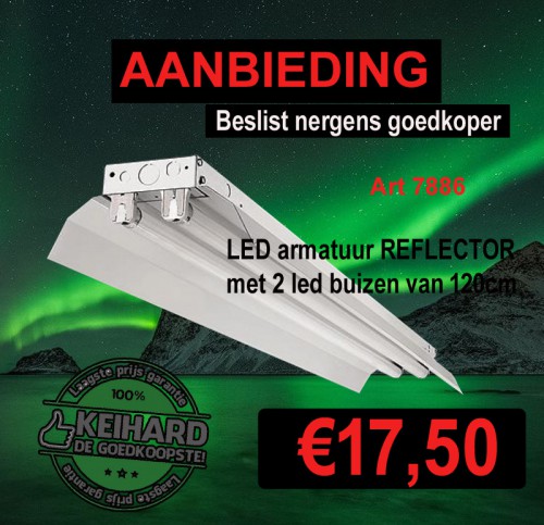 LED IP22 ARM MET REFLECTOR 2 x 1.20m 120lm/watt - 7886-ref swinckels-120cm 120lm