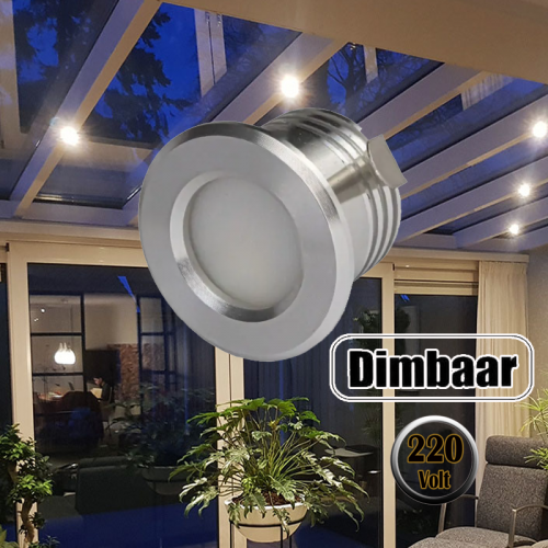 LED Veranda Spotje Premium DIMBAAR Zaagmaat Ø28mm - 3519-veranda grijs 1.5w