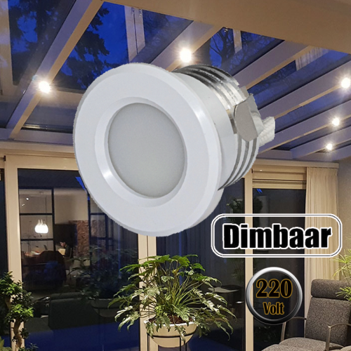 LED Veranda Spotje Premium DIMBAAR zaagmaat Ø28mm - 3517-veranda wit 1.5w