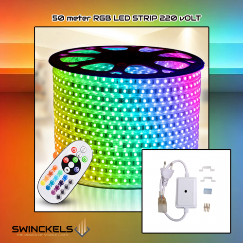 LED STRIP IP65 IP65 220VOLT 50 METER RGB - 8125 led strip 220v ip65 drukknop