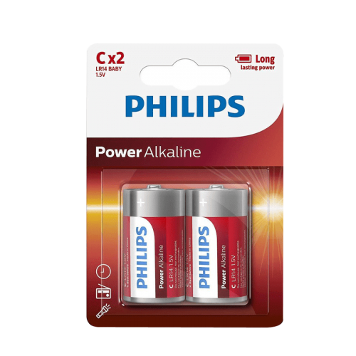 PHILIPS POWER ALKALINE C BATTERIJ - 9967-philips power alkaline c