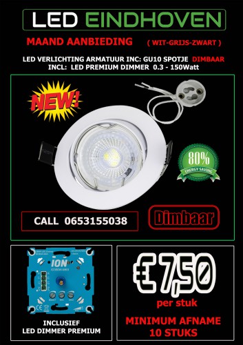 Led Spotlight GU10-DIMBAAR PREMIUM incl Dimmer - 6304-led spot incl dimmer aanbieding