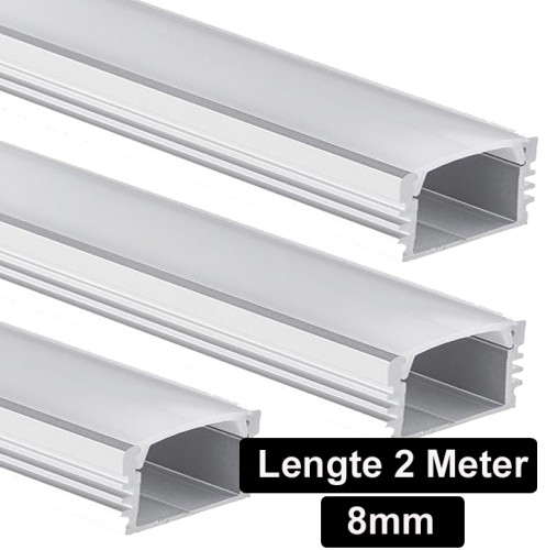 PROFIEL SLIM 8MM 2MT ZILVER voor COB Strips - 8297-profile alu 2000mm 8 mm 