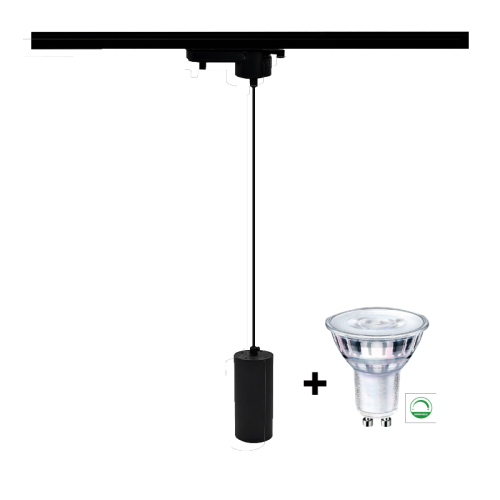 1-FASE HANGLAMP LADE GU10 FITTING ZWART incl spotje - 7358-led 1 fase hanglamp incl spotje