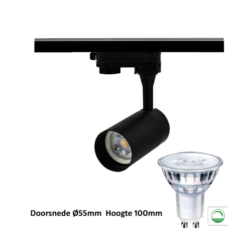 Led Tracklight 3 Fase GU10 55x100mm compleet  - 7408-sll-gu10-55-100mm compleet