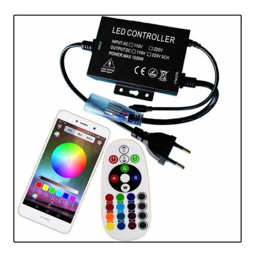 Bluetooth en IR 24Knops Afstandsbediening voor RGB LED strip 220V - 8151-bluetooth afstandsbediening