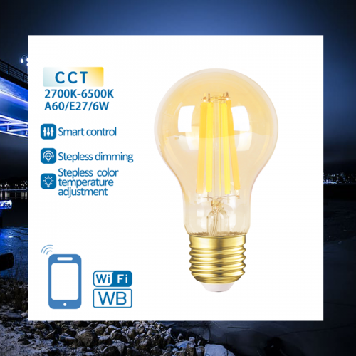 LED LAMPEN SMART 6W-E27-filement CCT-WIFI - 6564- ledtraco-d60*h111mm