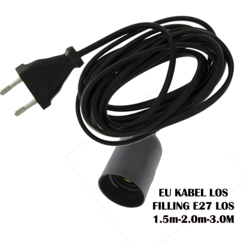 Ledtraco-E27 fitting met snoer Zwart - 9597-e27 fitting met snoer zwart
