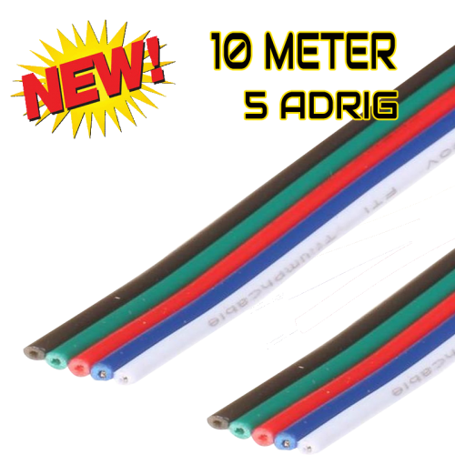 5-ADERIGE KABEL | 24AWG | 10M - 9078-led strip kabel 5 adrig 10m
