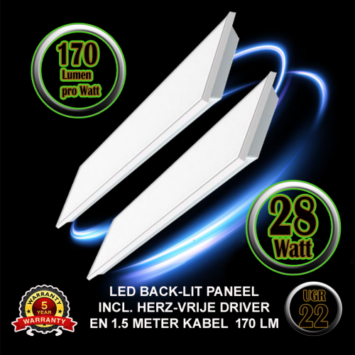 LED PANEL  28 WATT UGR22 5040 LUMEN - 5131-led paneel 28w ugr22 30120