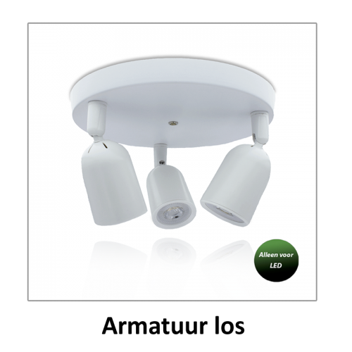 PLAFONDARMATUUR LOCASTE met 3X GU10 wit - 6396-ledtraco plafond gu10 3x wit