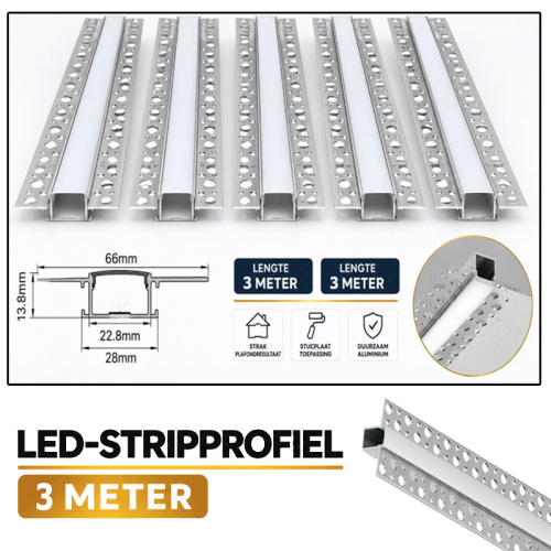 PROFIEL STUC 3 METER 28x13.8mm - 8299-profiel uni-tile 180 plus 2mt