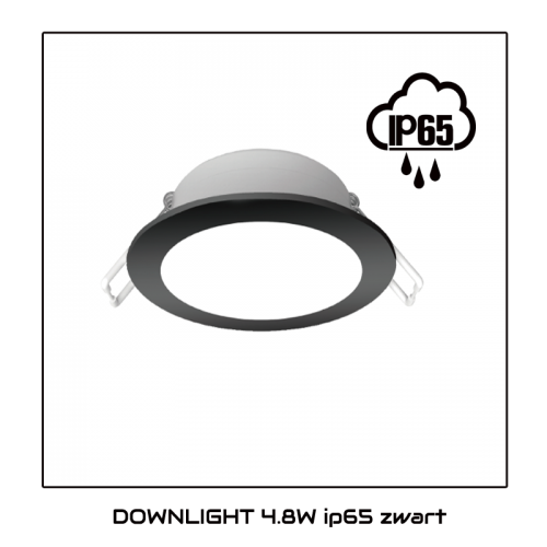IP65 waterdicht downlight 4,8W 3000K  ZWART - 3085-downlight ip65-342944