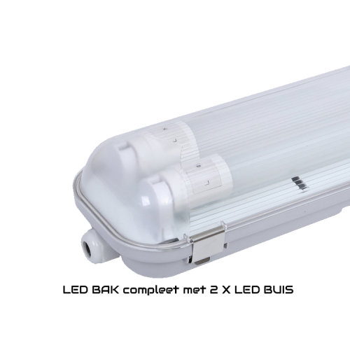 Led TL BAK T8 Waterproof 60cm Dubbel - 7789-bak compleet 60cm +2 buis