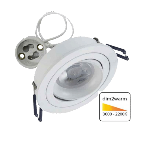 LED ARMATUUR  ROND MET SPOTJE 5WATT GU10-wit Ø80mm - 5560-led spot Ø80mm dim to warm 