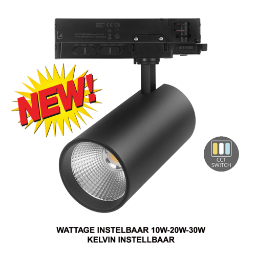 3-FASE RAILSPOT | ROSALIN | 10W-20W-30W | ZWART | DIMBAAR | CCT - 7517-rosalin | 10w-20w-30w 