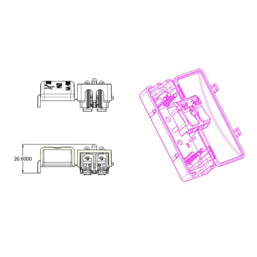 7288-kabeldoos incl. connector 2 adrig 