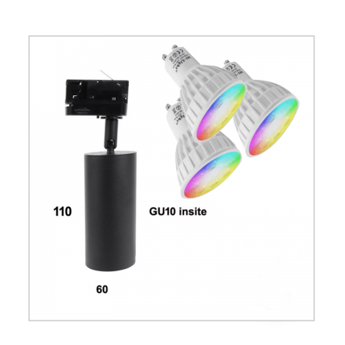 LED Tracklight 3 Fase GU10 60x110mm Mi-Light RGB - 6996-track gu10 milight rgb-cct