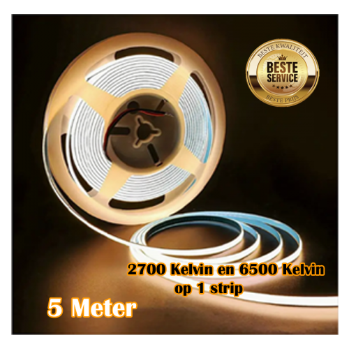 COB LEDSTRIP | 24V | IP22 | 5M | 10W/M - 8163-cob led strip 2700 en 6500k  1 strip