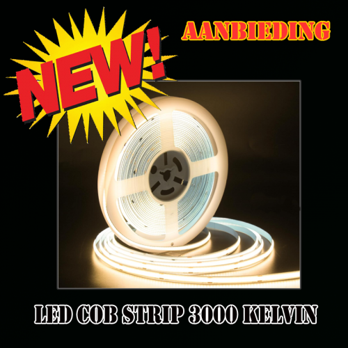 COB LEDSTRIP | 24V | IP65 | 5M | 10W/M 3000K - 9152-cob led strip 3000k 10w/m