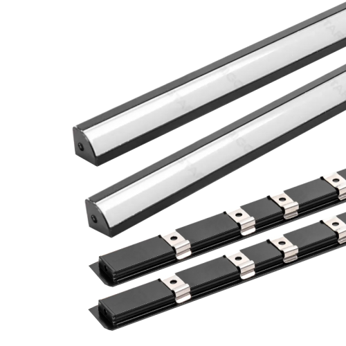 PROFIEL SURFACE 8-10MM 2 Meter  HOEK - 8278-led profile  hoek 2m zwart